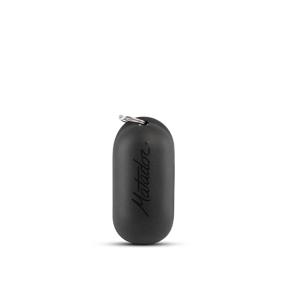 Front view of black Droplet silicone keychain shell on white background