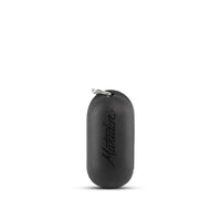 Front view of black Droplet silicone keychain shell on white background